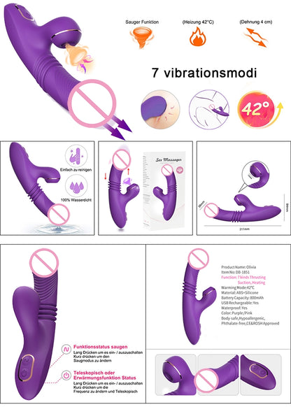 Dildo with thrusting, heating and Suction (Olivia)