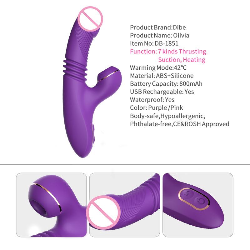 Dildo with thrusting, heating and Suction (Olivia)