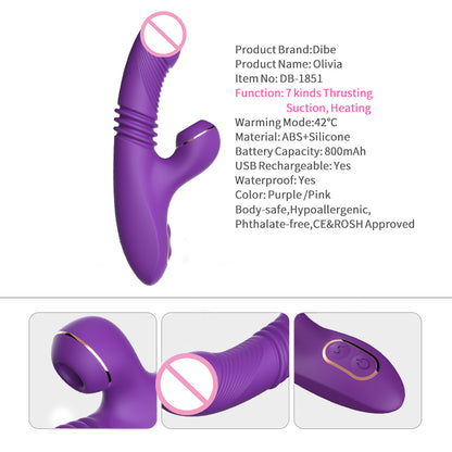 Dildo with thrusting, heating and Suction (Olivia)